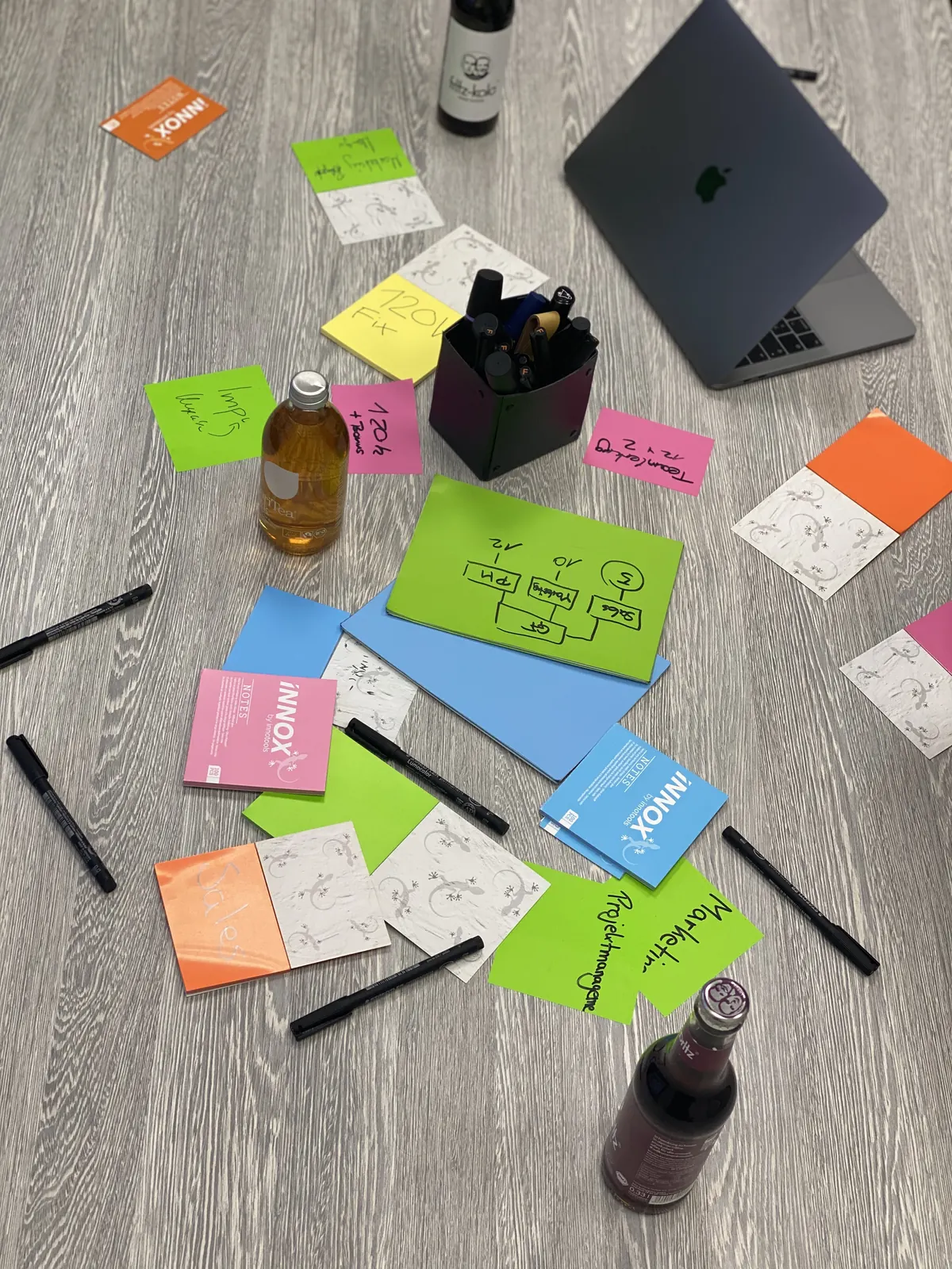 Workshop-Materialien auf dem Boden